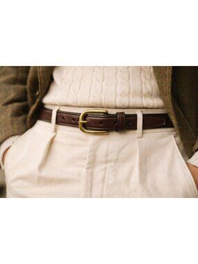 Tory Leather Belt Sz 26 Brown Bridle Leather USA Brass Buckle Equestrian